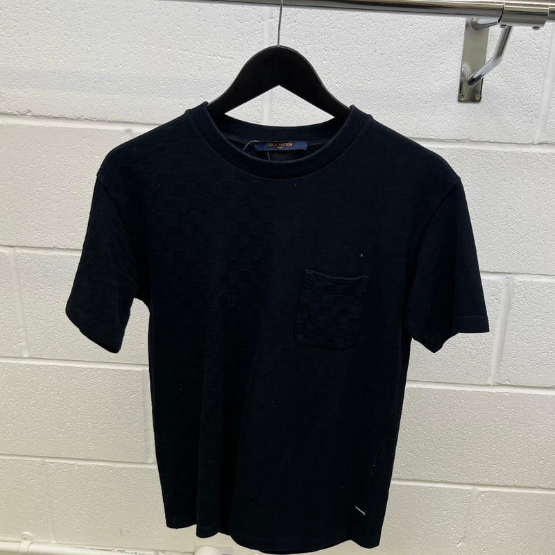 Men's Half Damier Pocket T-Shirt Black Size S