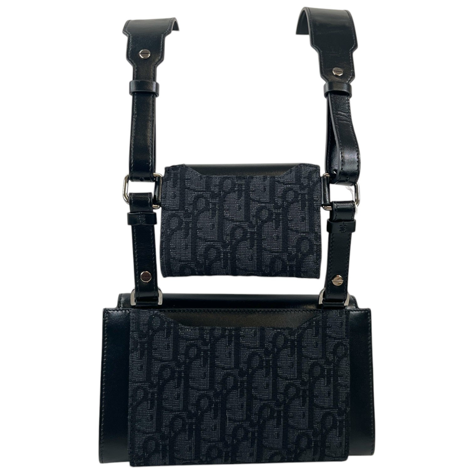 Men's Oblique Saddle Double Messenger Bag Black (Copy) - Photo 4