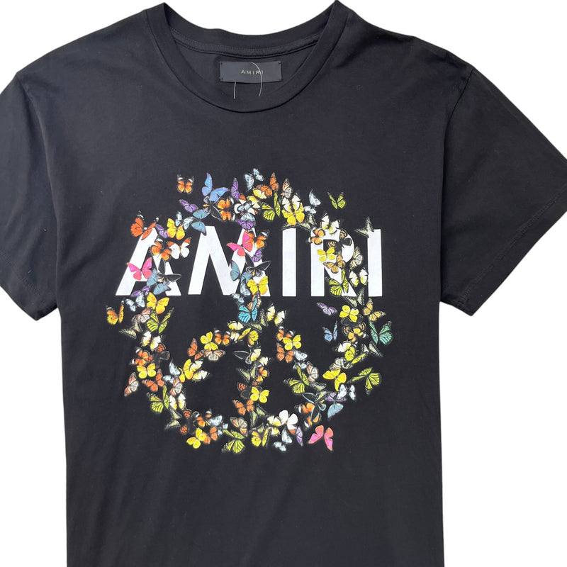 Men's Butterfly Logo Print T-Shirt Black Size S
