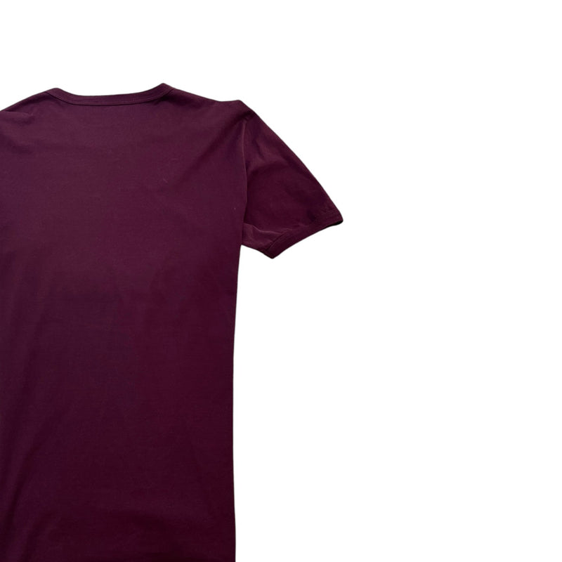 Men's Logo Print Short Sleeve Shirt Burgundy Size M