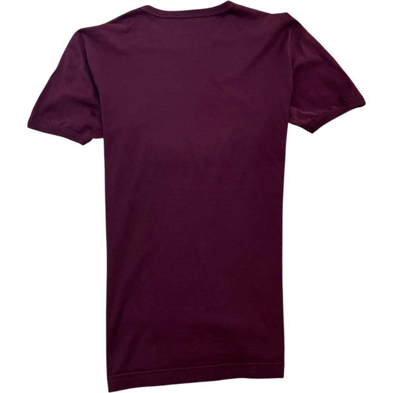 Men's Logo Print Short Sleeve Shirt Burgundy Size M