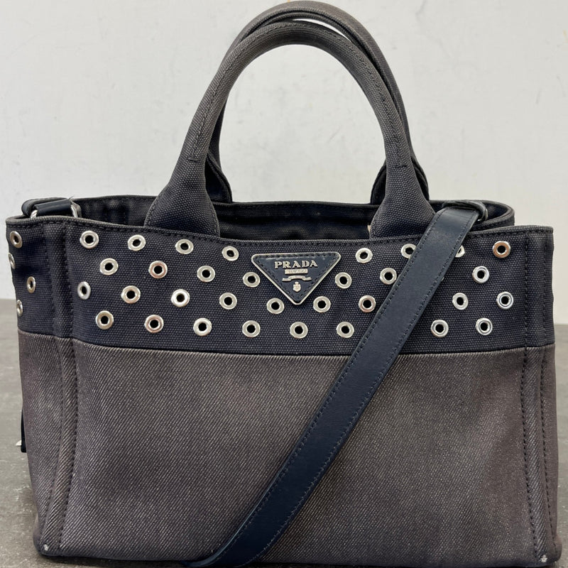 Women's Plaque Logo Denim Patch Handbag Navy