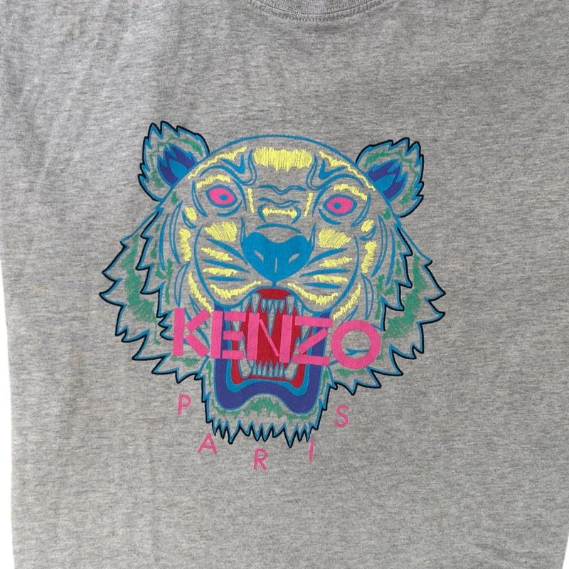 Men's Tiger Print T-Shirt Grey Size M
