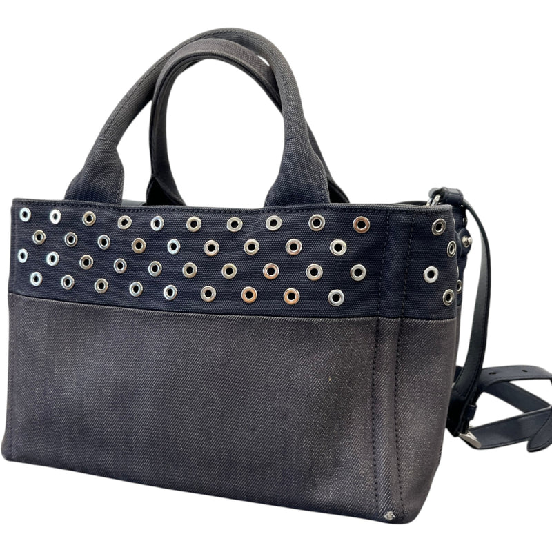 Women's Plaque Logo Denim Patch Handbag Navy