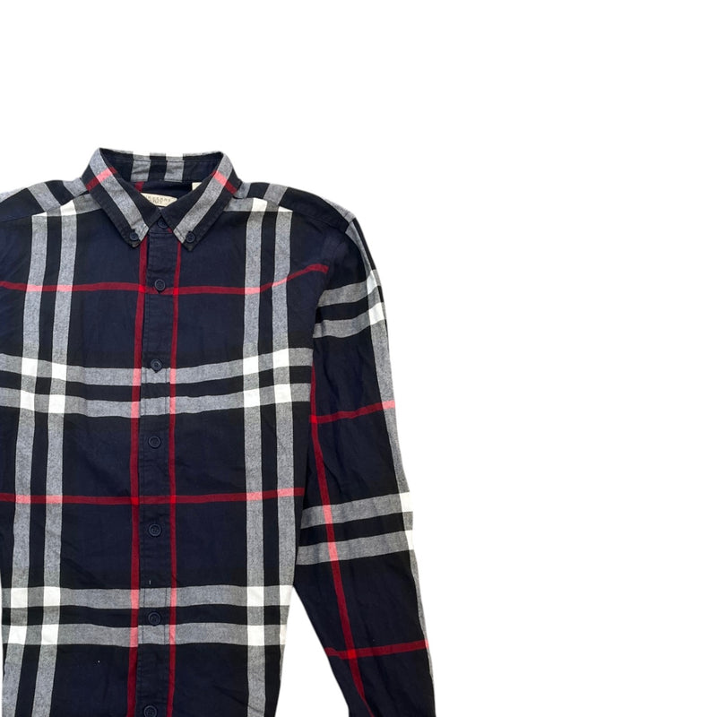 Men's Nova Check Long Sleeve Shirt Navy Size M