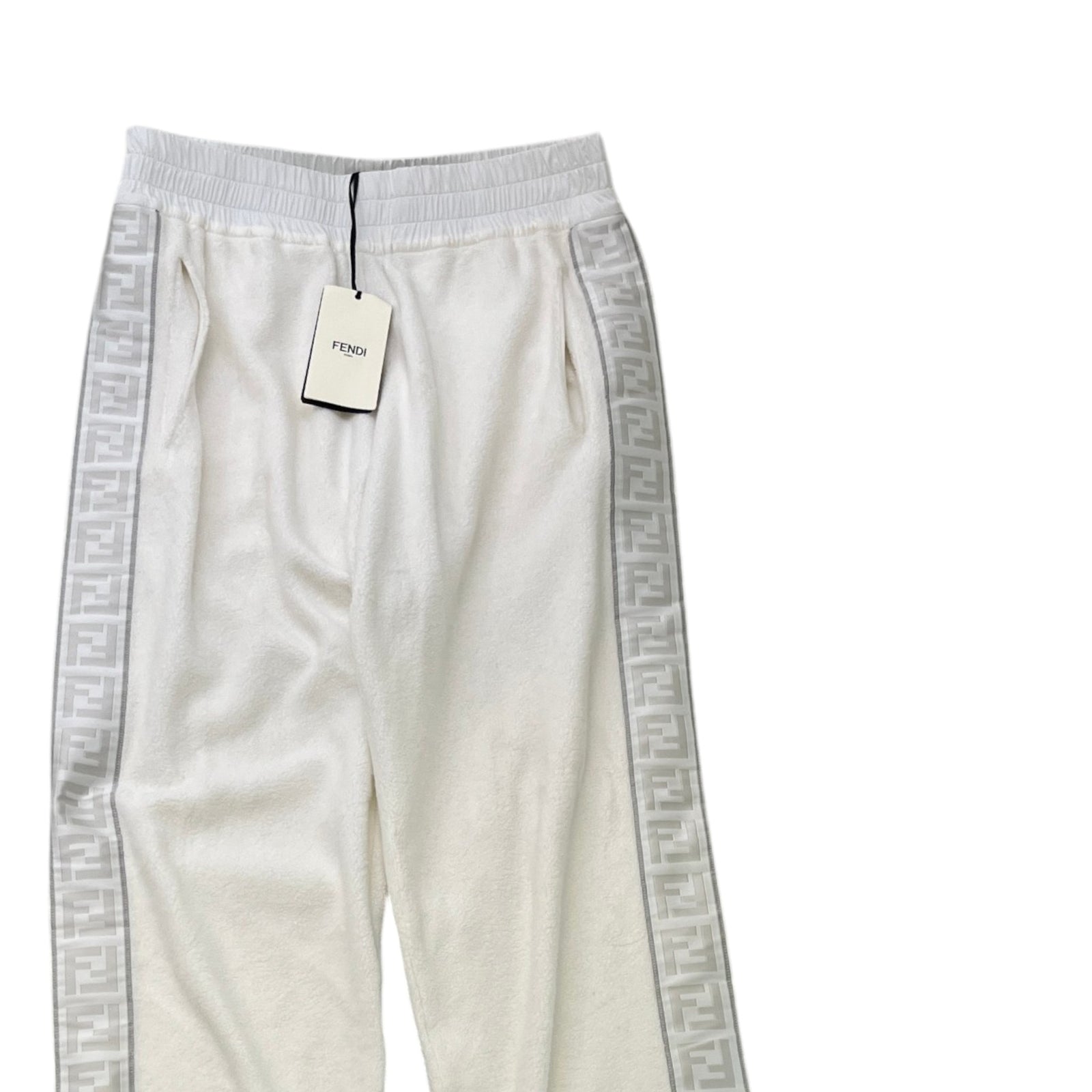 Men's Tape Logo Joggers White Size M - Photo 3