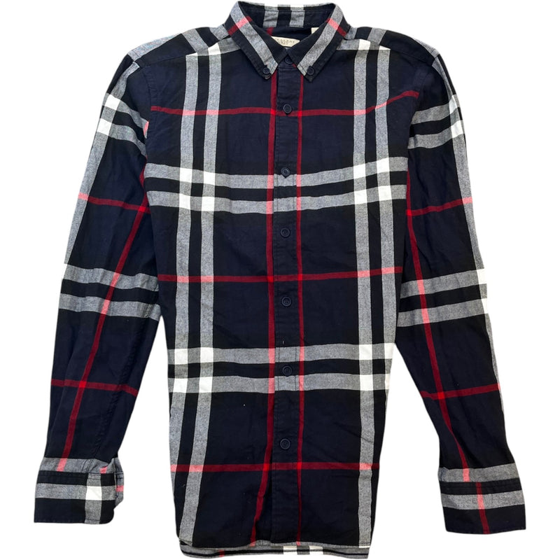 Men's Nova Check Long Sleeve Shirt Navy Size M