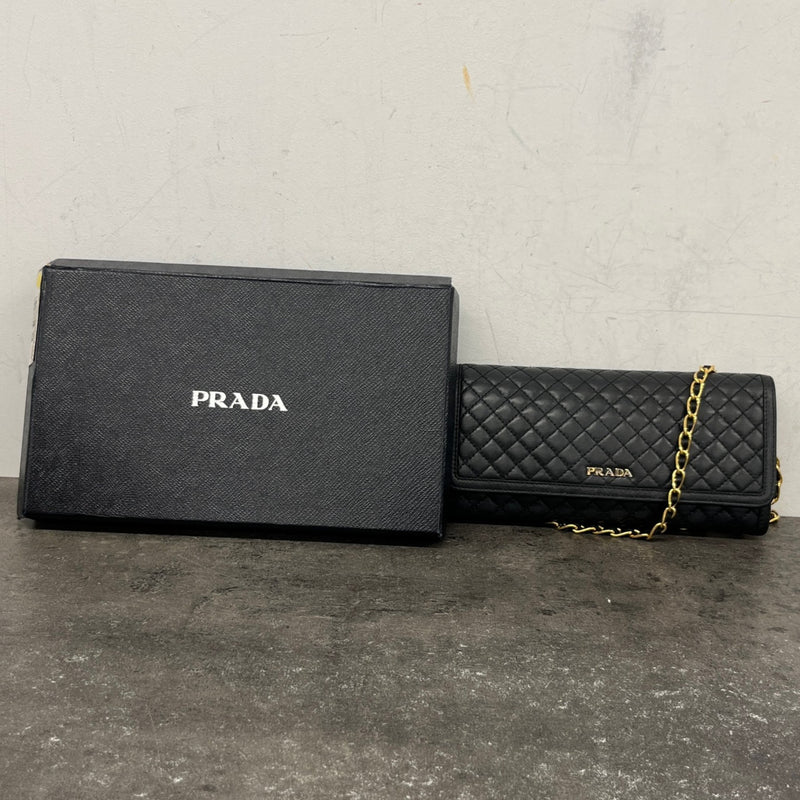 Women's Quited Wallet On Chain Crossbody Bag Black