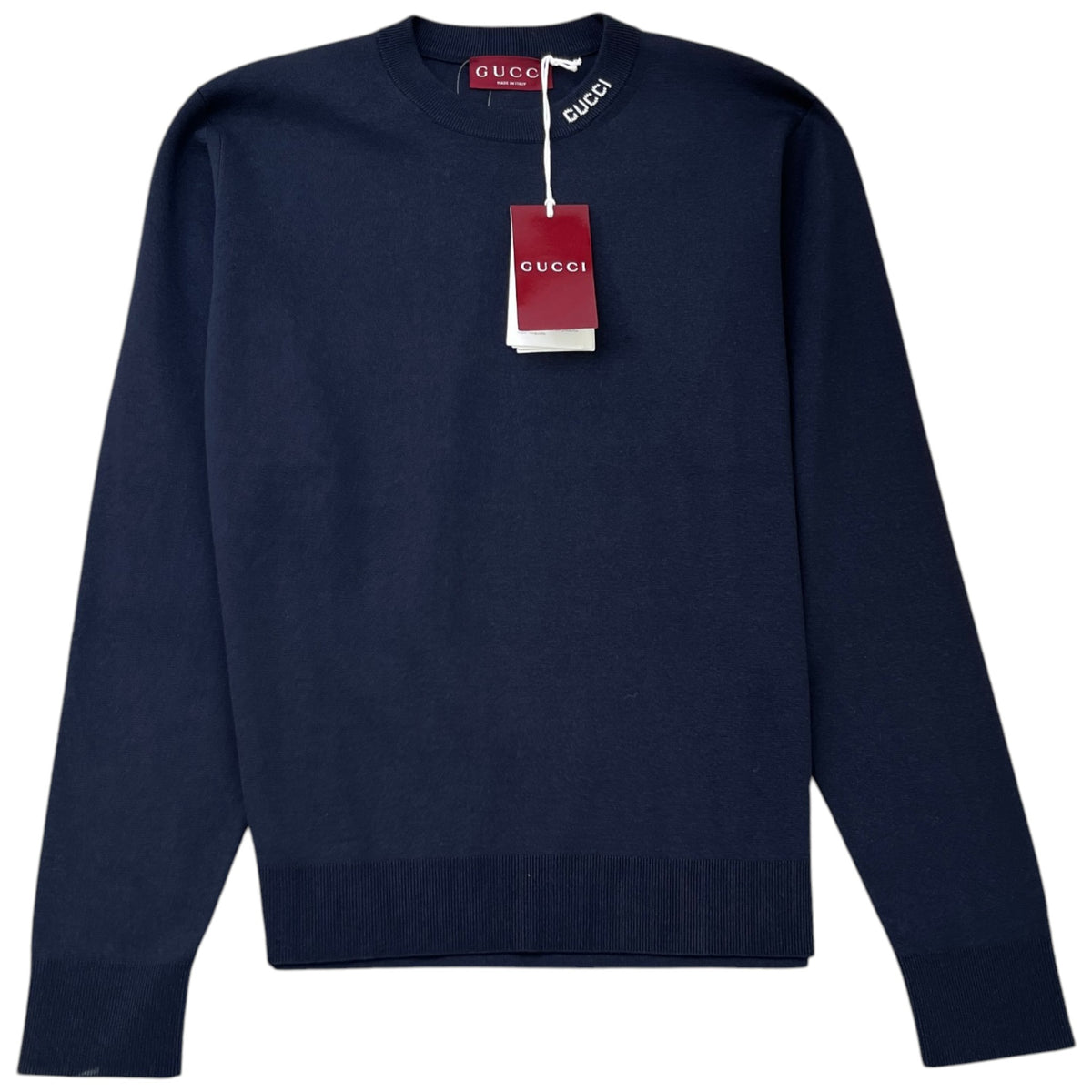Men's Collar Logo Long Sleeve T-Shirt Navy Size M - Photo 1