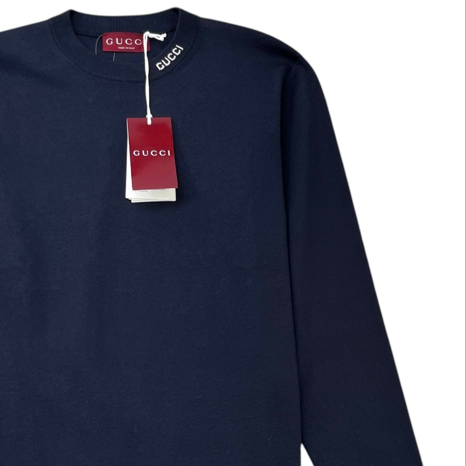 Men's Collar Logo Long Sleeve T-Shirt Navy Size M - Photo 3