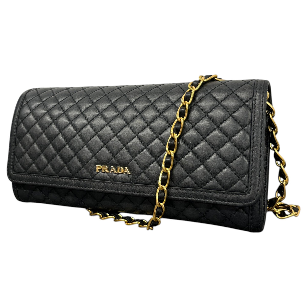 Women's Quited Wallet On Chain Crossbody Bag Black - Photo 5