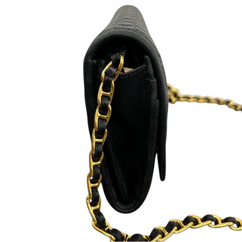 Women's Quited Wallet On Chain Crossbody Bag Black