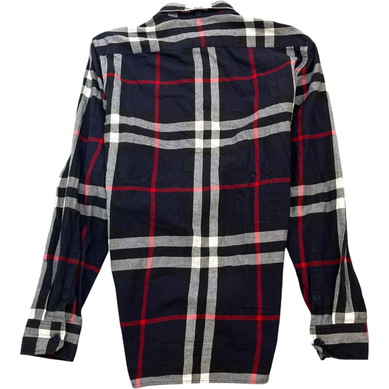 Men's Nova Check Long Sleeve Shirt Navy Size M