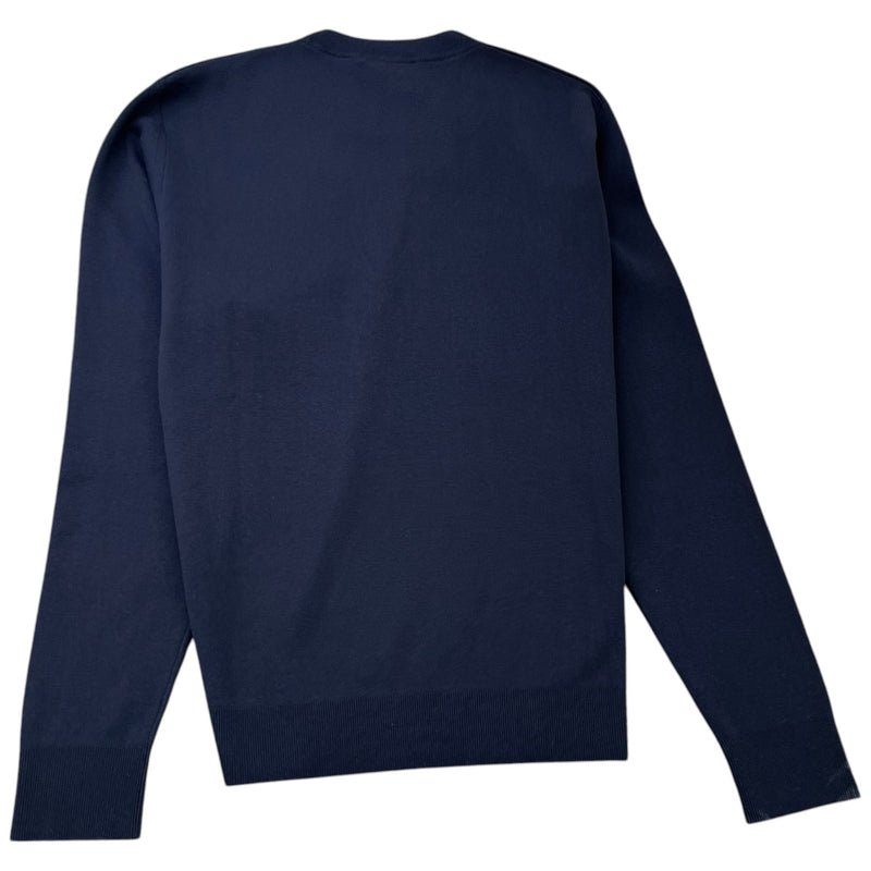 Men's Collar Logo Long Sleeve T-Shirt Navy Size M