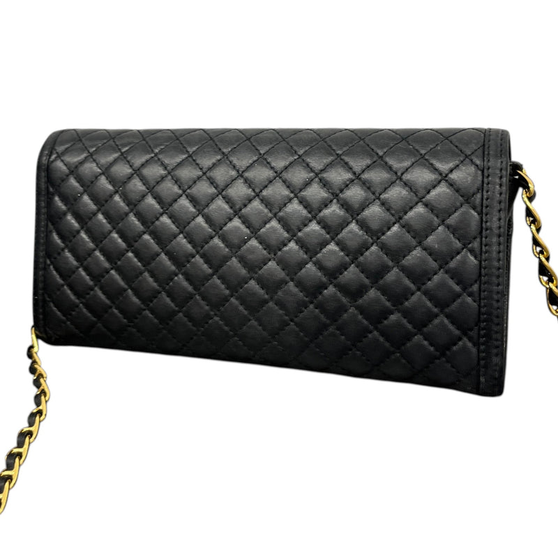 Women's Quited Wallet On Chain Crossbody Bag Black
