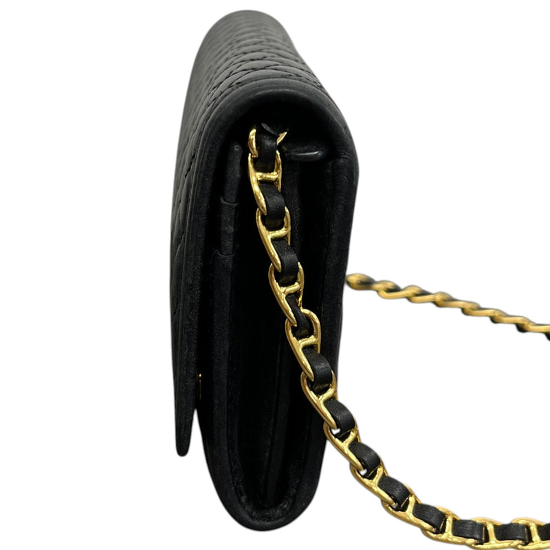 Women's Quited Wallet On Chain Crossbody Bag Black