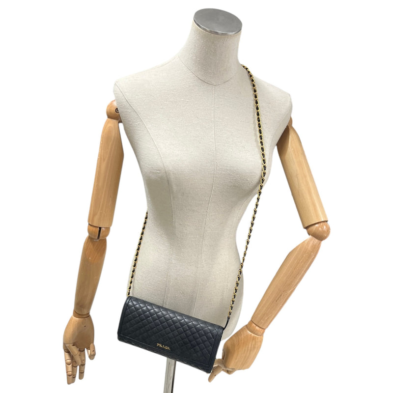 Women's Quited Wallet On Chain Crossbody Bag Black