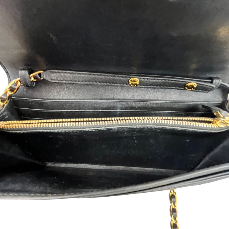 Women's Quited Wallet On Chain Crossbody Bag Black
