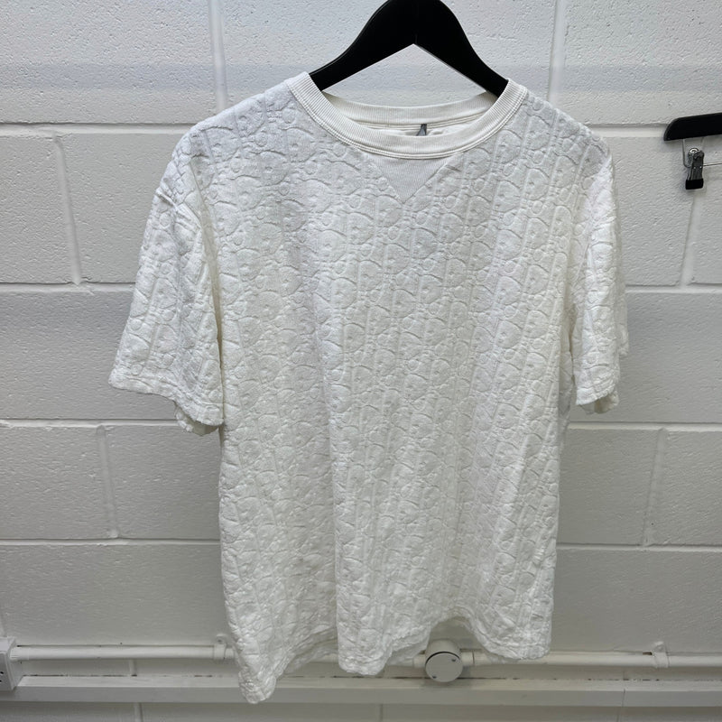 Men's Oblique Towelling T-Shirt White Size L