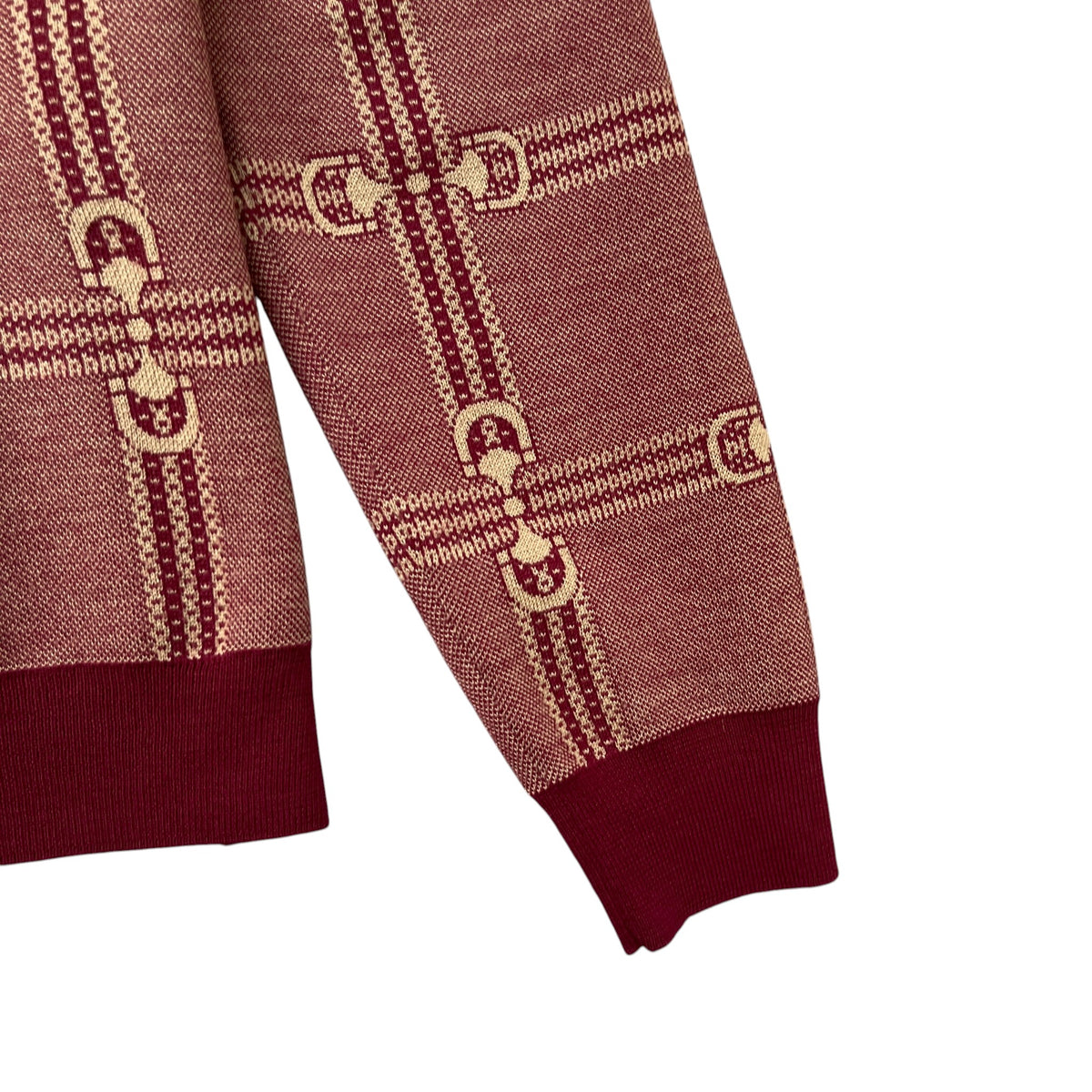 Men's GG Horsebit Jacquard Knit Sweatshirt Burgundy Size M - Photo 6