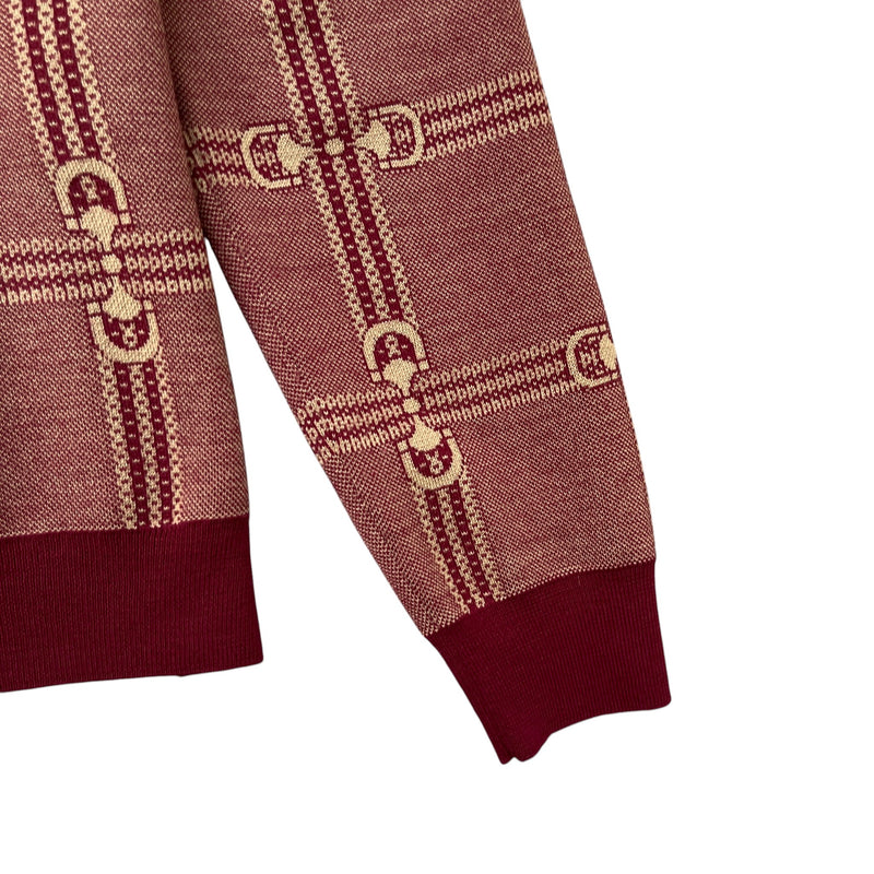 Men's GG Horsebit Jacquard Knit Sweatshirt Burgundy Size M