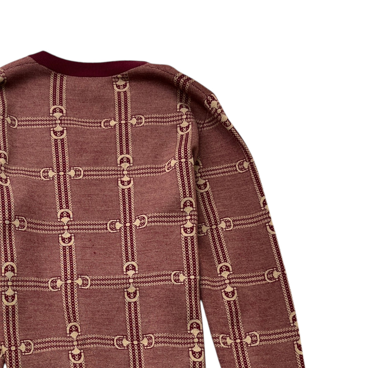 Men's GG Horsebit Jacquard Knit Sweatshirt Burgundy Size M - Photo 4
