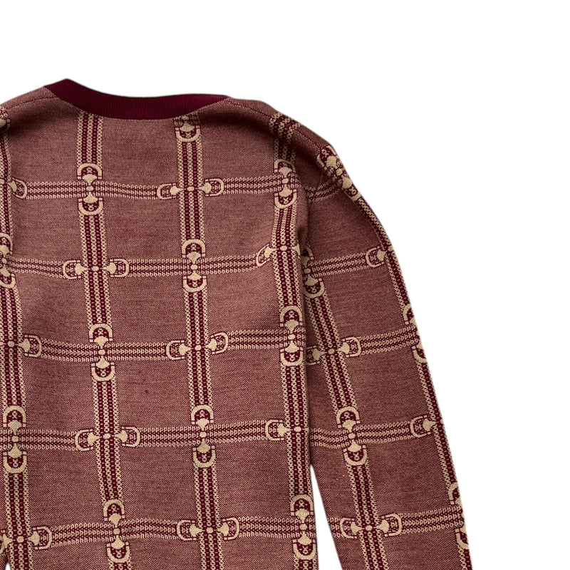 Men's GG Horsebit Jacquard Knit Sweatshirt Burgundy Size M