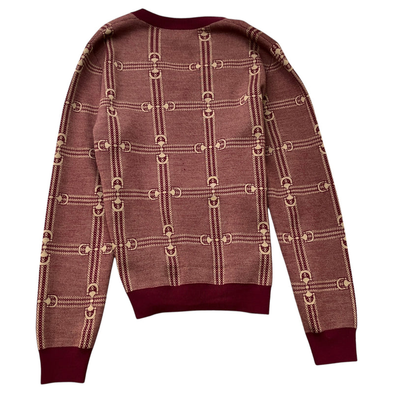Men's GG Horsebit Jacquard Knit Sweatshirt Burgundy Size M