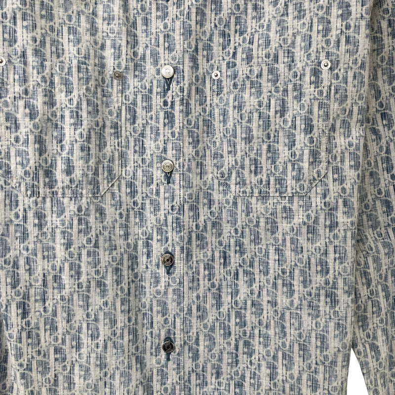 Men's Oblique Long Sleeve T-Shirt Blue Size L