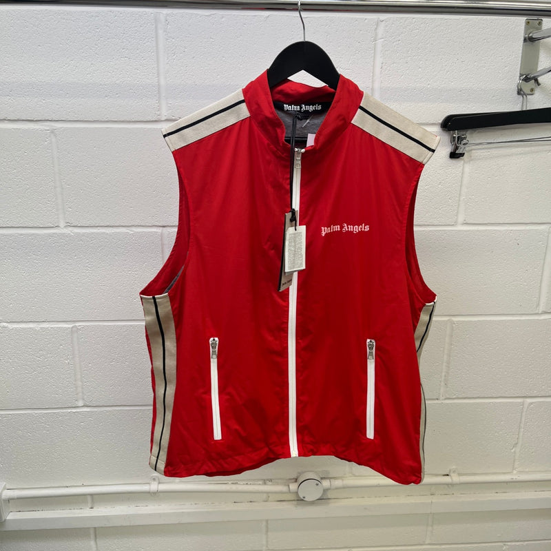 Men's Logo Print Track Gilet Red Size XL