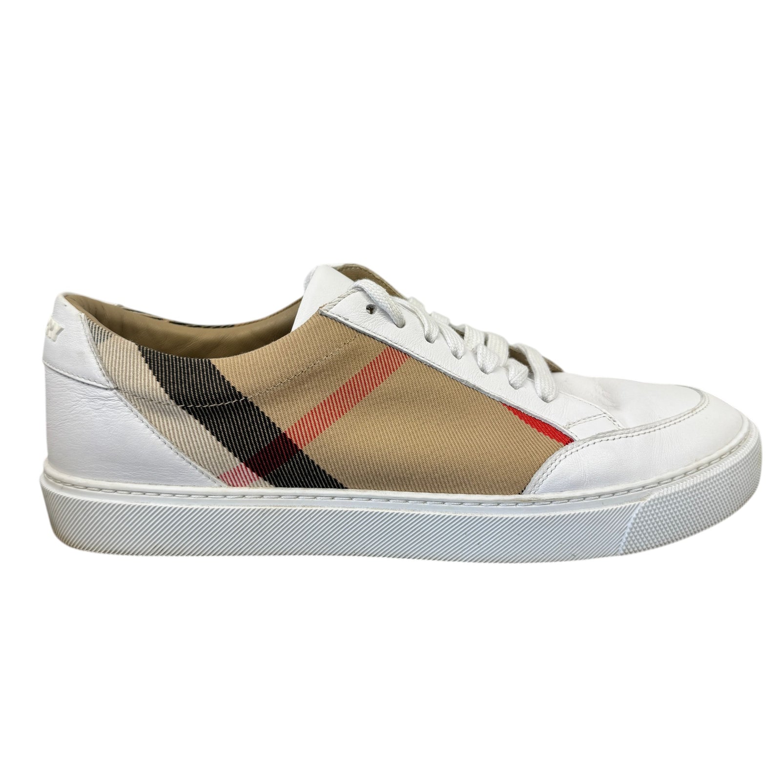 Men's Check Print Low Trainers White Size EU 39.5 / UK 5.5 - Photo 1