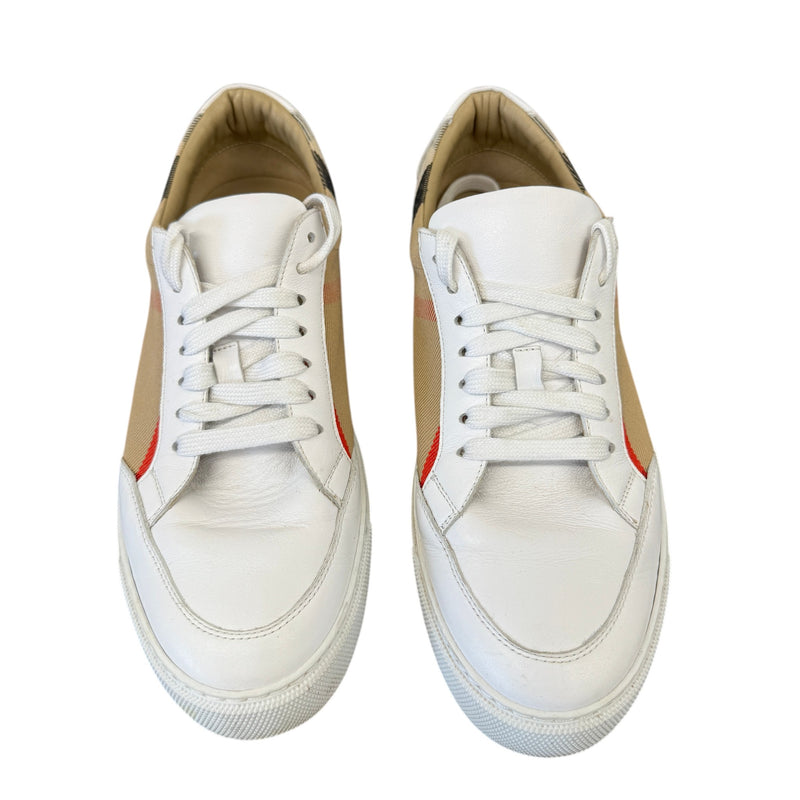 Men's Check Print Low Trainers White Size EU 39.5 / UK 5.5