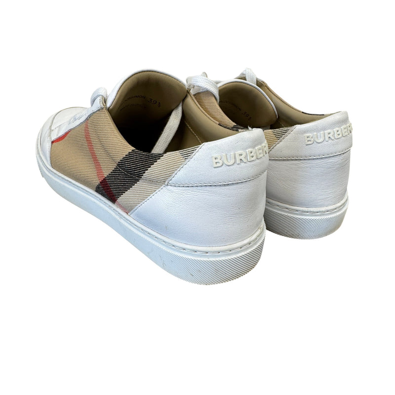 Men's Check Print Low Trainers White Size EU 39.5 / UK 5.5