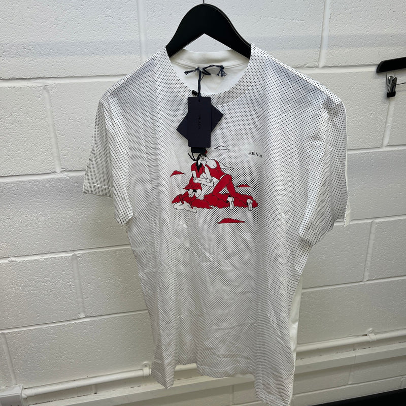 Men's Graphic Logo T-Shirt White Size L