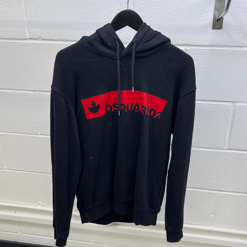 Men's Logo Print Hoodie Black Size M