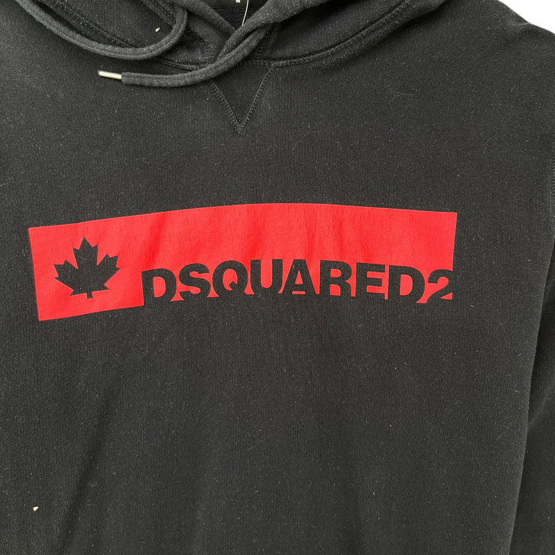 Men's Logo Print Hoodie Black Size M