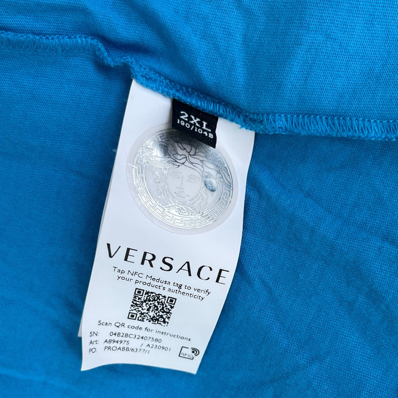 Men's Logo Print T-Shirt Blue Size XXL