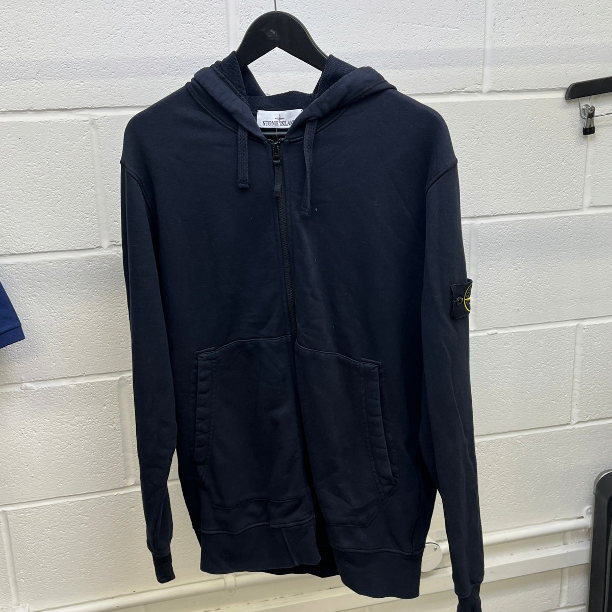 Men's Applique Logo Zip Hoodie Navy Size XL - Photo 7