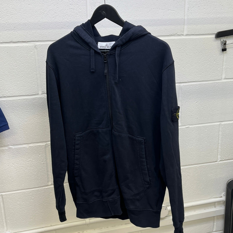Men's Applique Logo Zip Hoodie Navy Size XL