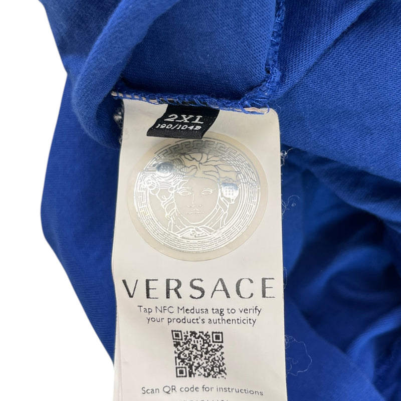 Men's Logo Print Polo Shirt Blue Size XXL