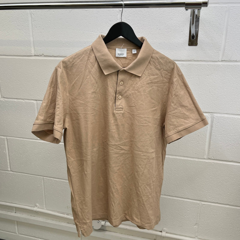 Men's Plain Polo Shirt Beige Size XXL
