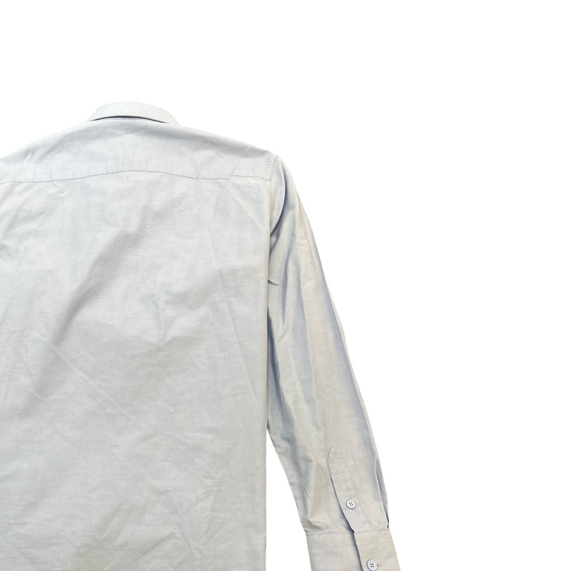 Men's Embroidered Floral Logo Long Sleeve Shirt Blue Size S