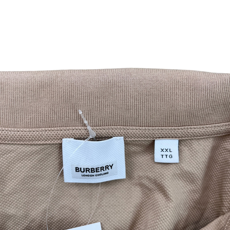 Men's Plain Polo Shirt Beige Size XXL