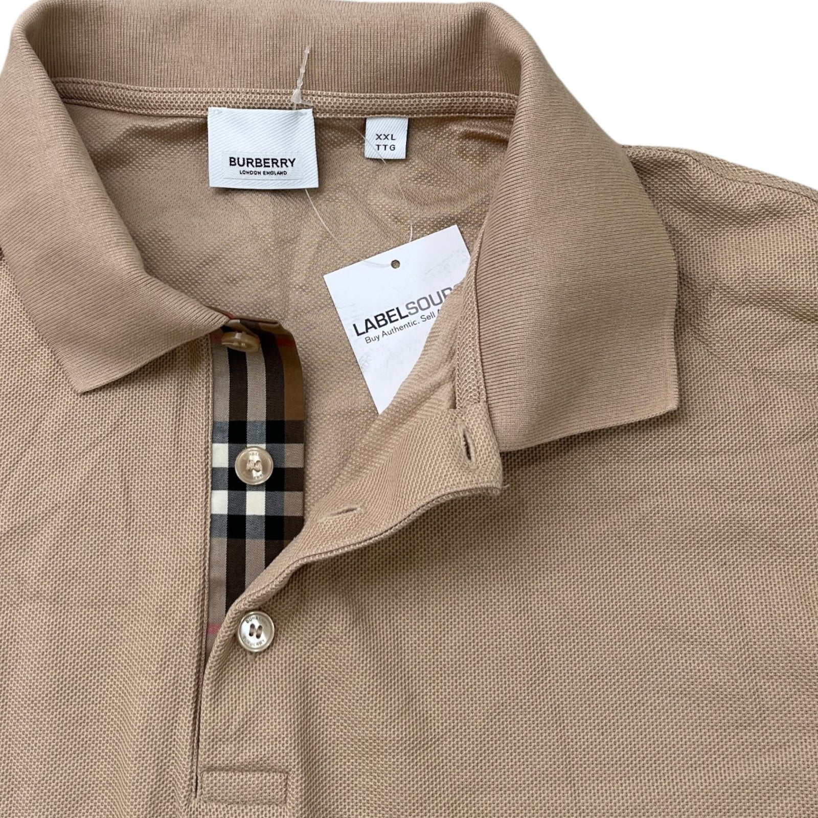 Men's Plain Polo Shirt Beige Size XXL - Photo 5