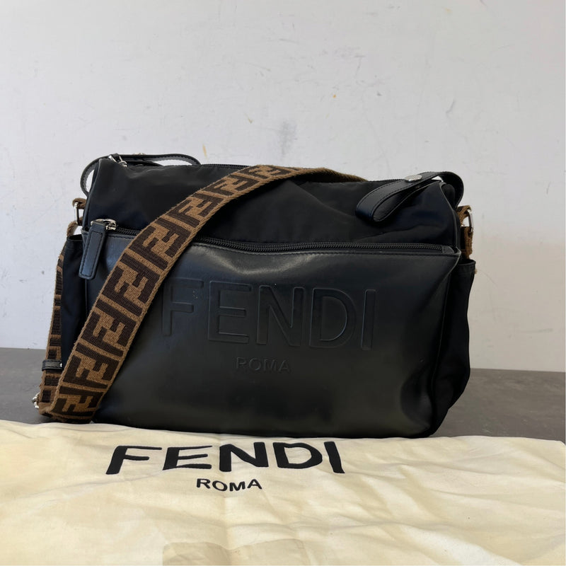 Women's FF Embossed Logo Baby Changing Travel Bag Black
