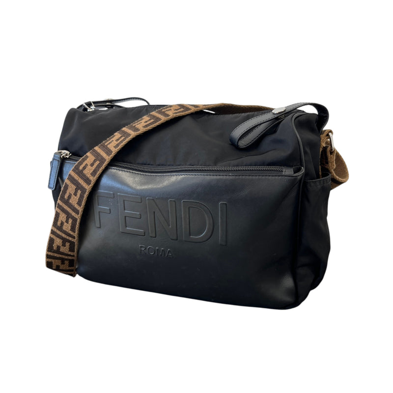 Women's FF Embossed Logo Baby Changing Travel Bag Black