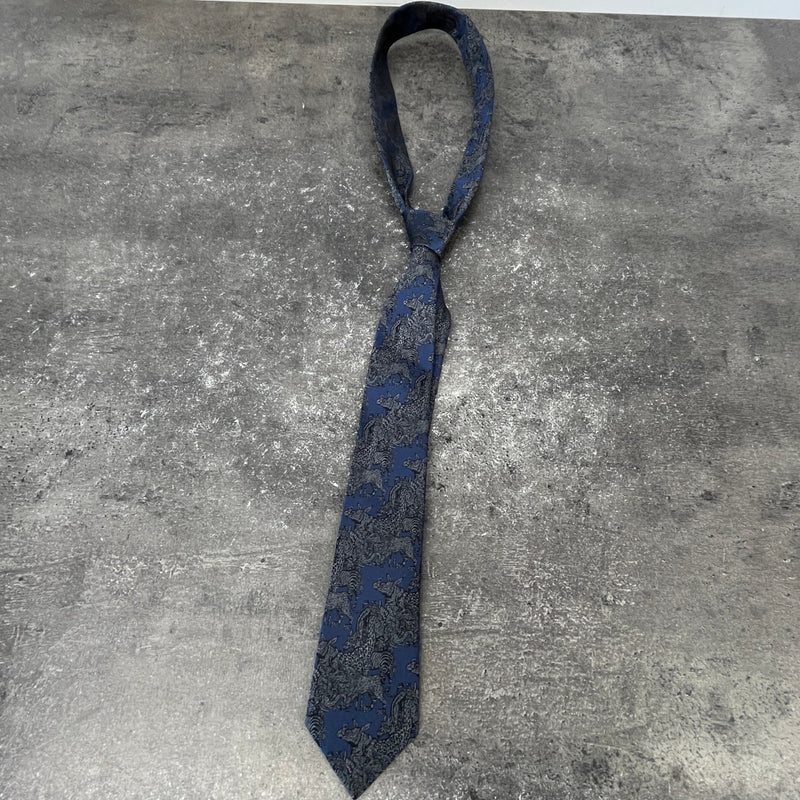 Men's Paisley Print Tie Navy