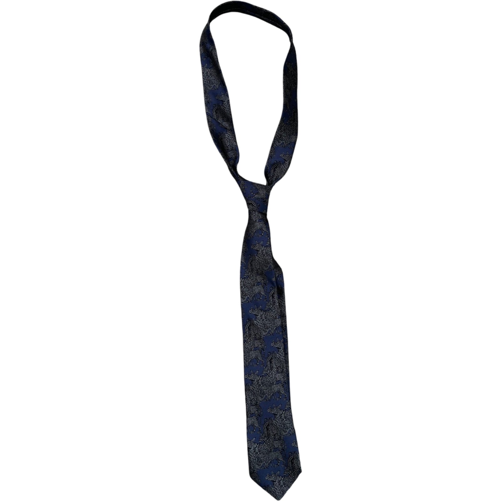 Men's Paisley Print Tie Navy - Photo 1