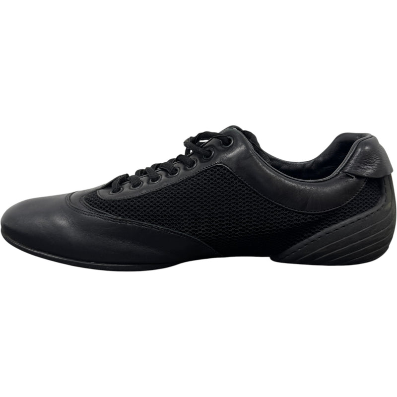 Men's Leather Logo Low Trainers Black Size UK 8 / EU 42