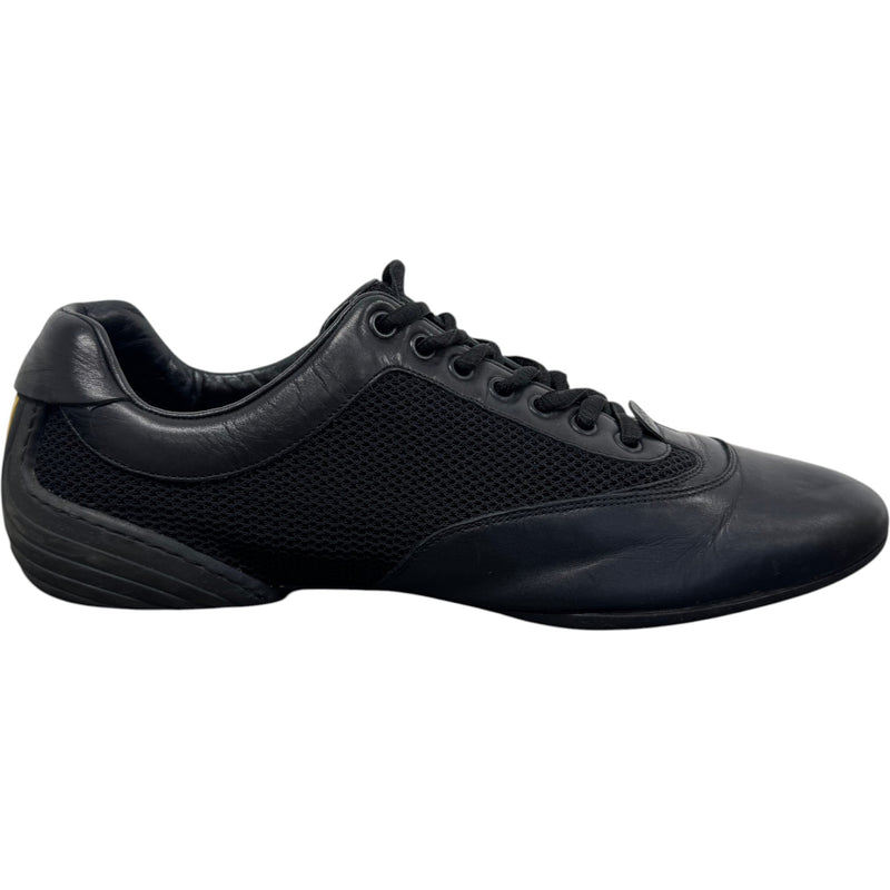 Men's Leather Logo Low Trainers Black Size UK 8 / EU 42